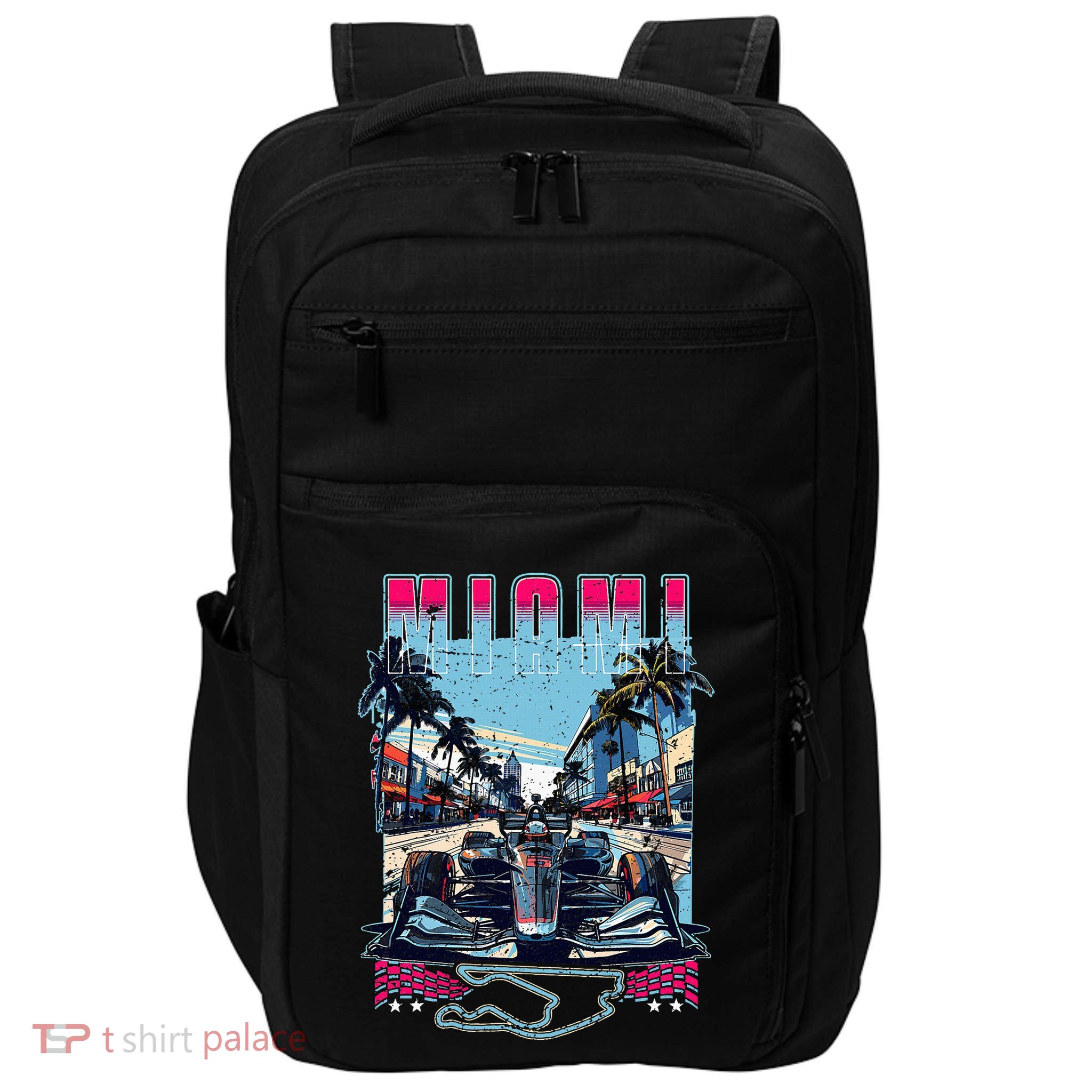 Formula Miami City Racing Racetrack Car Map Grand Prix Race Impact Tech Backpack