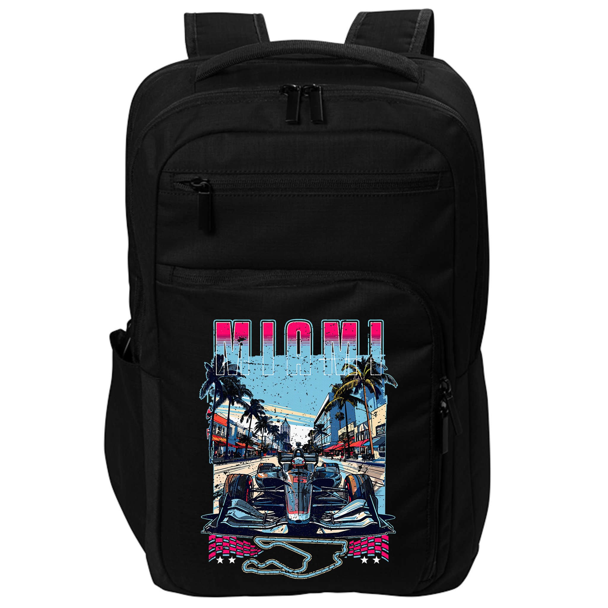 Formula Miami City Racing Racetrack Car Map Grand Prix Race Impact Tech Backpack