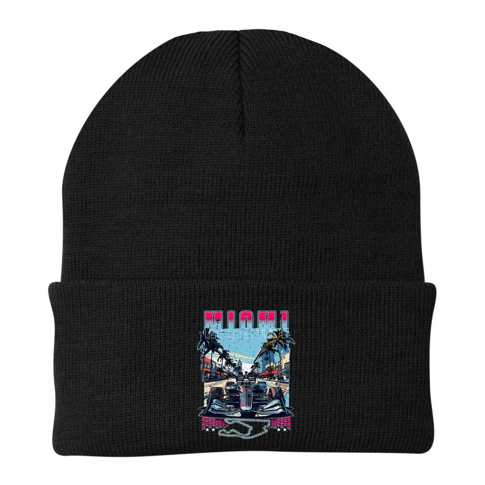 Formula Miami City Racing Racetrack Car Map Grand Prix Race Beanie