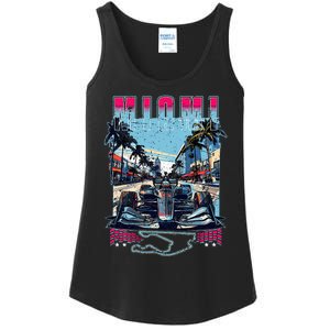 Formula Miami City Racing Racetrack Car Map Grand Prix Race Ladies Essential Tank