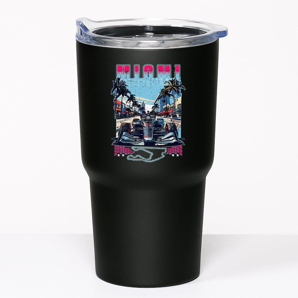 Formula Miami City Racing Racetrack Car Map Grand Prix Race Tumbler