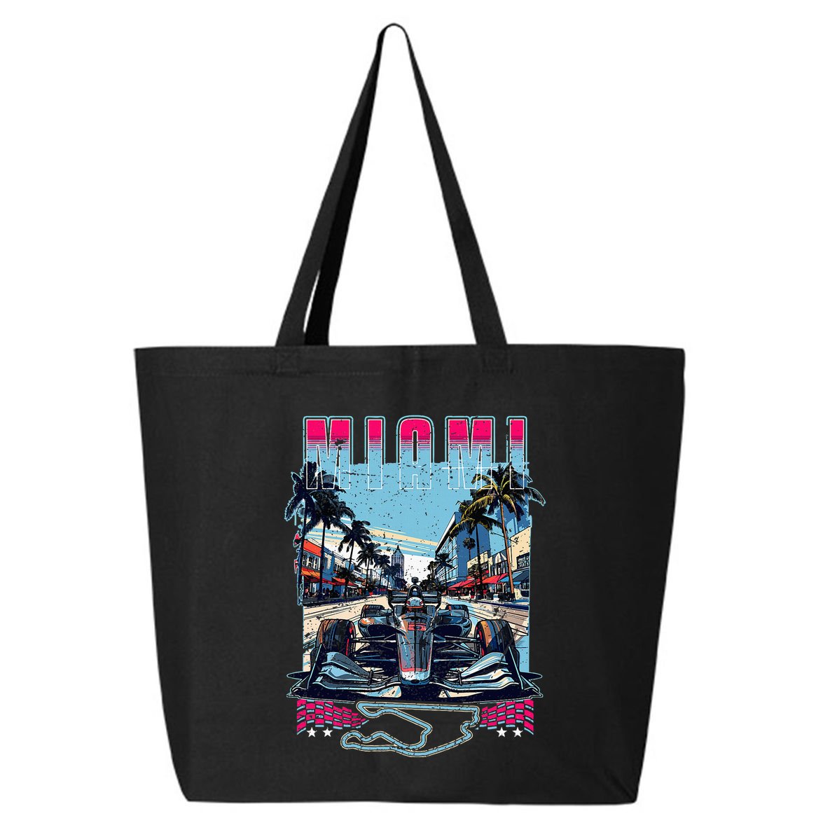 Formula Miami City Racing Racetrack Car Map Grand Prix Race 25L Jumbo Tote