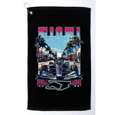 Formula Miami City Racing Racetrack Car Map Grand Prix Race Golf Towel