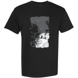 Full Moon Crow Gloomy Forest Costume Awesome Halloween Gift Garment-Dyed Heavyweight T-Shirt