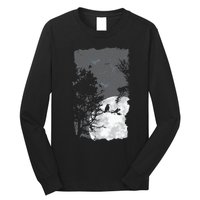 Full Moon Crow Gloomy Forest Costume Awesome Halloween Gift Long Sleeve Shirt