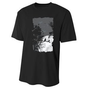 Full Moon Crow Gloomy Forest Costume Awesome Halloween Gift Performance Sprint T-Shirt