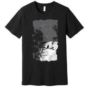 Full Moon Crow Gloomy Forest Costume Awesome Halloween Gift Premium T-Shirt