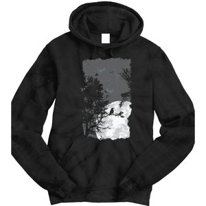 Full Moon Crow Gloomy Forest Costume Awesome Halloween Gift Tie Dye Hoodie