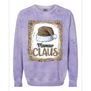 Funny Mamaw Claus Christmas Family Matching Pajama Leopard Gift Colorblast Crewneck Sweatshirt