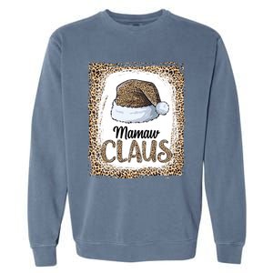 Funny Mamaw Claus Christmas Family Matching Pajama Leopard Gift Garment-Dyed Sweatshirt