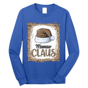 Funny Mamaw Claus Christmas Family Matching Pajama Leopard Gift Long Sleeve Shirt