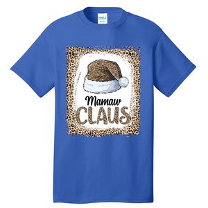 Funny Mamaw Claus Christmas Family Matching Pajama Leopard Gift Tall T-Shirt