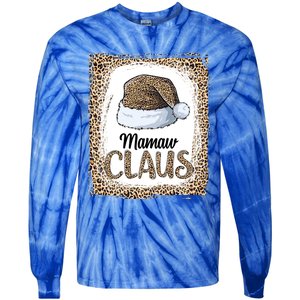 Funny Mamaw Claus Christmas Family Matching Pajama Leopard Gift Tie-Dye Long Sleeve Shirt