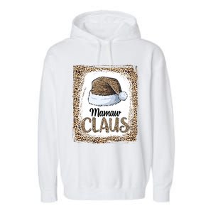 Funny Mamaw Claus Christmas Family Matching Pajama Leopard Gift Garment-Dyed Fleece Hoodie