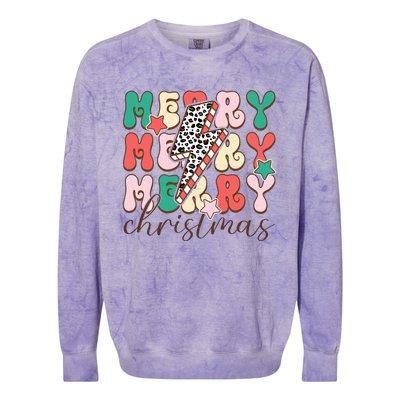 Festive Merry Christmas Holiday Candy Cane Graphic Colorblast Crewneck Sweatshirt