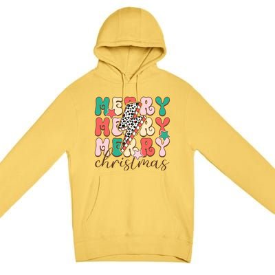 Festive Merry Christmas Holiday Candy Cane Graphic Premium Pullover Hoodie