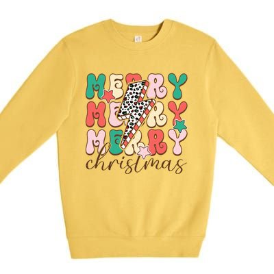 Festive Merry Christmas Holiday Candy Cane Graphic Premium Crewneck Sweatshirt