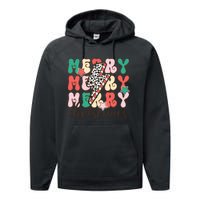 Festive Merry Christmas Holiday Candy Cane Graphic Performance Fleece Hoodie