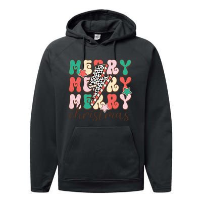 Festive Merry Christmas Holiday Candy Cane Graphic Performance Fleece Hoodie