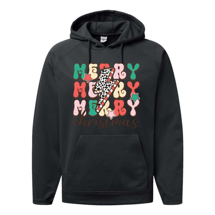 Festive Merry Christmas Holiday Candy Cane Graphic Performance Fleece Hoodie