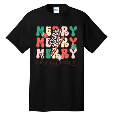 Festive Merry Christmas Holiday Candy Cane Graphic Tall T-Shirt