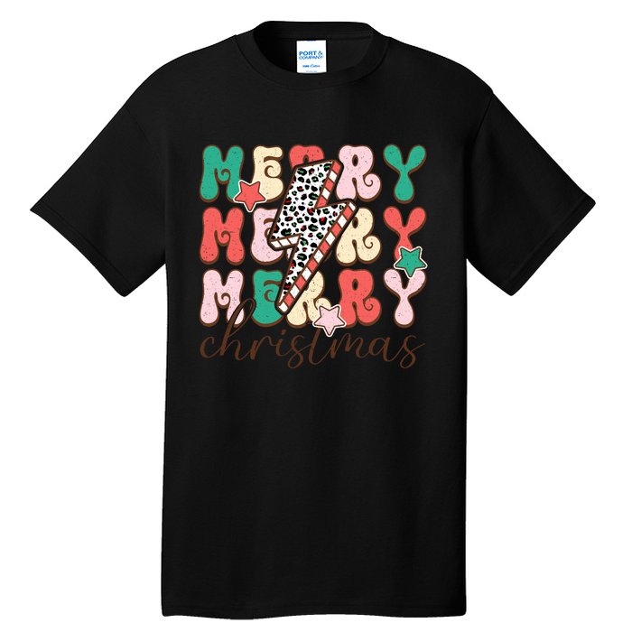 Festive Merry Christmas Holiday Candy Cane Graphic Tall T-Shirt