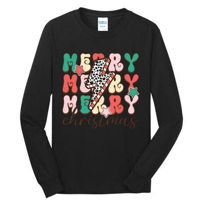 Festive Merry Christmas Holiday Candy Cane Graphic Tall Long Sleeve T-Shirt