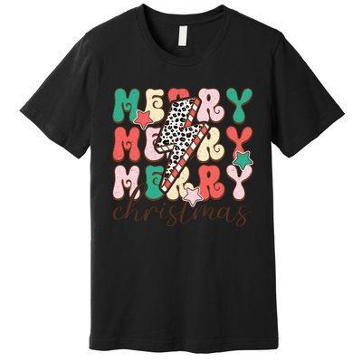 Festive Merry Christmas Holiday Candy Cane Graphic Premium T-Shirt