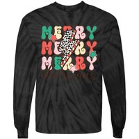 Festive Merry Christmas Holiday Candy Cane Graphic Tie-Dye Long Sleeve Shirt