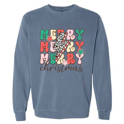 Festive Merry Christmas Holiday Candy Cane Graphic Garment-Dyed Sweatshirt