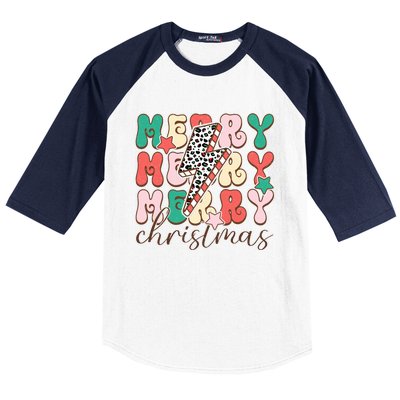 Festive Merry Christmas Holiday Candy Cane Graphic Baseball Sleeve Shirt