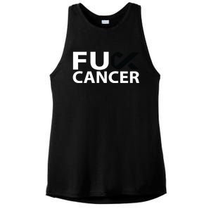 Fuck Melanoma Cancer F U Fu Black Ribbon Cancer Awareness Cool Gift Ladies PosiCharge Tri-Blend Wicking Tank