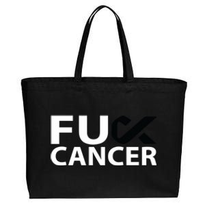 Fuck Melanoma Cancer F U Fu Black Ribbon Cancer Awareness Cool Gift Cotton Canvas Jumbo Tote