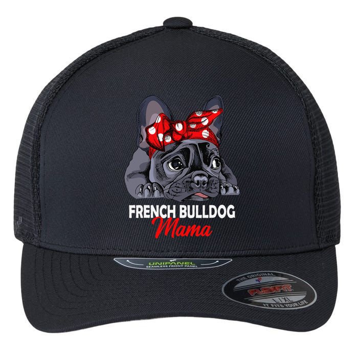 Frenchie Mama Cute French Bulldog Dog Mom Funny Flexfit Unipanel Trucker Cap