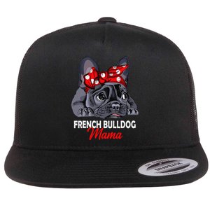 Frenchie Mama Cute French Bulldog Dog Mom Funny Flat Bill Trucker Hat