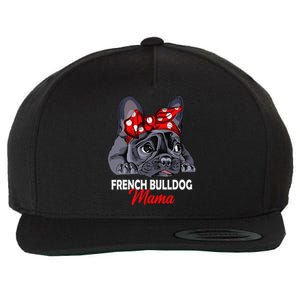 Frenchie Mama Cute French Bulldog Dog Mom Funny Wool Snapback Cap