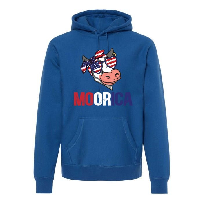 Funny Moorica Cow Lover 4th Of July Usa Patriotic Cow Meaningful Gift Premium Hoodie