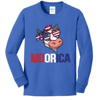 Funny Moorica Cow Lover 4th Of July Usa Patriotic Cow Meaningful Gift Kids Long Sleeve Shirt