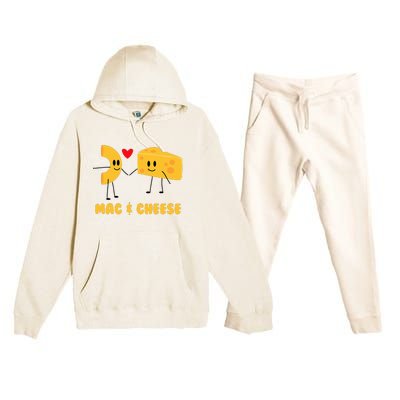 Funny Mac & Cheese Love Food Cute Veggie Gift Premium Hooded Sweatsuit Set