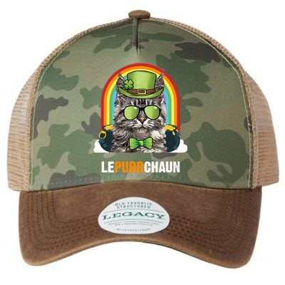 Funny Maine Coon Cat Lepurrchaun St Patricks Day Gift Legacy Tie Dye Trucker Hat