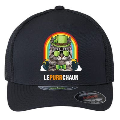 Funny Maine Coon Cat Lepurrchaun St Patricks Day Gift Flexfit Unipanel Trucker Cap