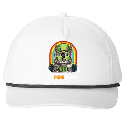 Funny Maine Coon Cat Lepurrchaun St Patricks Day Gift Snapback Five-Panel Rope Hat