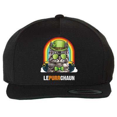 Funny Maine Coon Cat Lepurrchaun St Patricks Day Gift Wool Snapback Cap