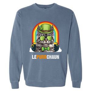 Funny Maine Coon Cat Lepurrchaun St Patricks Day Gift Garment-Dyed Sweatshirt