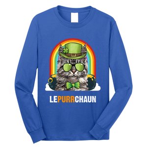 Funny Maine Coon Cat Lepurrchaun St Patricks Day Gift Long Sleeve Shirt