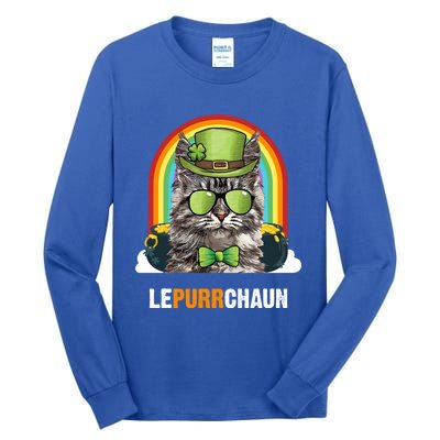 Funny Maine Coon Cat Lepurrchaun St Patricks Day Gift Tall Long Sleeve T-Shirt