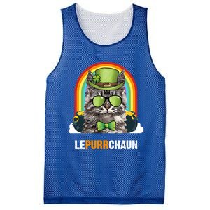 Funny Maine Coon Cat Lepurrchaun St Patricks Day Gift Mesh Reversible Basketball Jersey Tank