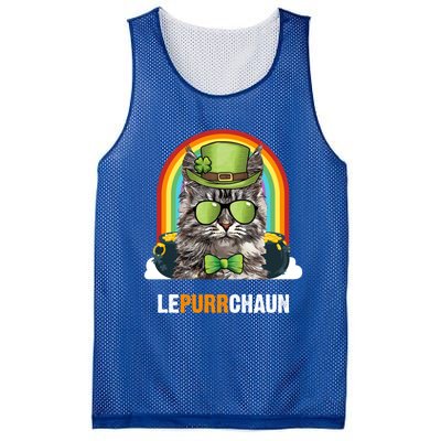 Funny Maine Coon Cat Lepurrchaun St Patricks Day Gift Mesh Reversible Basketball Jersey Tank