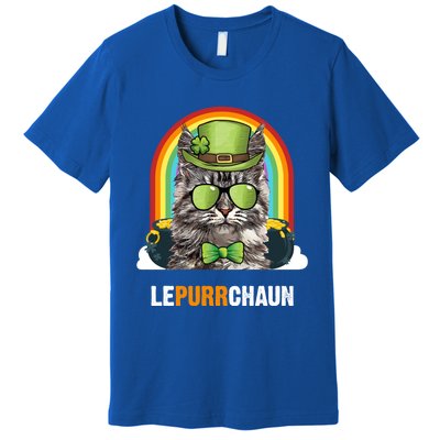 Funny Maine Coon Cat Lepurrchaun St Patricks Day Gift Premium T-Shirt