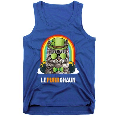 Funny Maine Coon Cat Lepurrchaun St Patricks Day Gift Tank Top